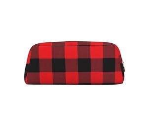 LHBWCVN Trousse à crayons Buffalo Check de grande capacité - Trousse à crayons esthétique en cuir pour homme et femme - Trousse de toilette de voyage avec fermeture éclair - Grande ouverture, Or, One