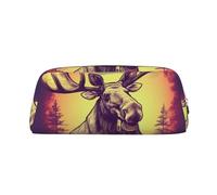 LHBWCVN Trousse à crayons Cool Moose de grande capacité - Esthétique - Trousse de maquillage en cuir pour homme et femme - Trousse de toilette de voyage avec fermeture éclair - Grande ouverture, Or