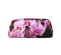 LHBWCVN Trousse à crayons de grande capacité avec motif fleur d'orchidée - Trousse de maquillage en cuir pour homme et femme - Trousse de toilette de voyage avec fermeture éclair - Grande ouverture