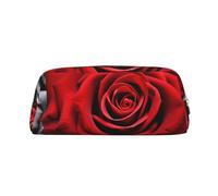 LHBWCVN Trousse à crayons de grande capacité avec motif roses noires, blanches et rouges - Trousse de maquillage en cuir pour homme et femme - Trousse de toilette de voyage avec fermeture éclair