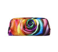 LHBWCVN Trousse à crayons de grande capacité en cuir avec fermeture éclair et fermeture éclair - Trousse de maquillage esthétique pour homme et femme, doré, One Size