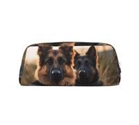 LHBWCVN Trousse à crayons de grande capacité en cuir avec motif berger allemand - Trousse de maquillage esthétique pour homme et femme - Trousse de toilette de voyage avec fermeture éclair - Grande