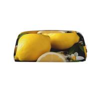 LHBWCVN Trousse à crayons de grande capacité en cuir avec motif citron et fleur, trousse de maquillage esthétique pour homme et femme, trousse de toilette de voyage avec fermeture éclair, grande