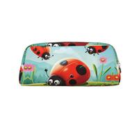 LHBWCVN Trousse à crayons de grande capacité en cuir avec motif coccinelle pour homme et femme, trousse de toilette de voyage avec fermeture éclair, grande ouverture, porte-monnaie