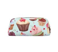 LHBWCVN Trousse à crayons de grande capacité en cuir avec motif cupcake - Trousse de maquillage esthétique pour homme et femme - Trousse de toilette de voyage avec fermeture éclair - Grande ouverture