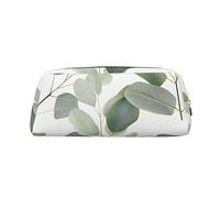 LHBWCVN Trousse à crayons de grande capacité en cuir avec motif feuilles d'eucalyptus - Trousse de maquillage esthétique pour homme et femme - Trousse de toilette de voyage avec fermeture éclair