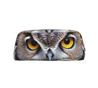 LHBWCVN Trousse à crayons de grande capacité en cuir avec motif hibou aux yeux jaunes - Trousse de maquillage esthétique pour homme et femme - Trousse de toilette de voyage avec fermeture éclair
