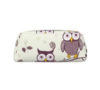 LHBWCVN Trousse à crayons de grande capacité en cuir avec motif hibou et branches d'arbre - Trousse de maquillage en cuir pour homme et femme - Trousse de toilette de voyage avec fermeture éclair