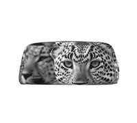 LHBWCVN Trousse à crayons de grande capacité en cuir avec motif léopard noir et blanc pour homme et femme, trousse de toilette de voyage avec fermeture éclair, grande ouverture, porte-monnaie, Argenté