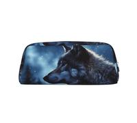 LHBWCVN Trousse à crayons de grande capacité en cuir avec motif loup lonely wolf - Trousse de maquillage esthétique pour homme et femme - Trousse de toilette de voyage avec fermeture éclair - Grande