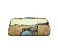 LHBWCVN Trousse à crayons de grande capacité en cuir pour homme et femme - Avec fermeture éclair - Grande ouverture - Pochette pour pièces de monnaie, Argenté, taille unique