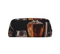 LHBWCVN Trousse à crayons de grande capacité en cuir pour homme et femme, trousse de toilette de voyage avec fermeture éclair, grande ouverture, porte-monnaie, Argenté, One Size