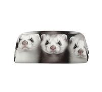 LHBWCVN Trousse à crayons de grande capacité en cuir pour homme et femme, trousse de toilette de voyage avec fermeture éclair, grande ouverture, motif furets