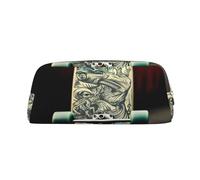 LHBWCVN Trousse à crayons de grande capacité - Trousse à crayons esthétique en cuir pour homme et femme - Trousse de toilette de voyage avec fermeture éclair - Grande ouverture pour pièces de monnaie