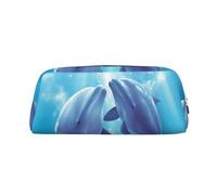 LHBWCVN Trousse à crayons Dolphins in Love de grande capacité - Esthétique - Trousse de maquillage en cuir pour homme et femme - Trousse de toilette de voyage avec fermeture éclair - Grande ouverture
