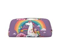 LHBWCVN Trousse à crayons en cuir avec motif donut cheval arc-en-ciel de grande capacité - Trousse de maquillage en cuir pour homme et femme - Trousse de toilette de voyage avec fermeture éclair