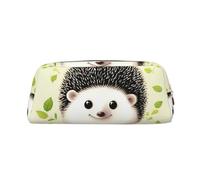 LHBWCVN Trousse à crayons en cuir avec motif hérisson mignon de grande capacité - Trousse de maquillage esthétique pour homme et femme - Trousse de toilette de voyage avec fermeture éclair - Grande