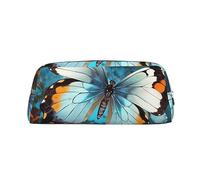 LHBWCVN Trousse à crayons en cuir avec motif papillon mignon de grande capacité - Trousse de maquillage esthétique pour homme et femme - Trousse de toilette de voyage avec fermeture éclair - Grande