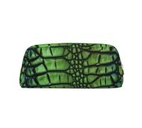 LHBWCVN Trousse à crayons en cuir d'alligator de grande capacité - Trousse de maquillage esthétique en cuir pour homme et femme - Trousse de toilette de voyage avec fermeture éclair - Grande ouverture