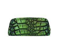 LHBWCVN Trousse à crayons en cuir d'alligator de grande capacité - Trousse de maquillage esthétique en cuir pour homme et femme - Trousse de toilette de voyage avec fermeture éclair - Grande ouverture