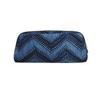 LHBWCVN Trousse à crayons en denim bleu dégradé de grande capacité, trousse à crayons esthétique, trousse de maquillage en cuir pour homme et femme, trousse de toilette de voyage avec fermeture éclair