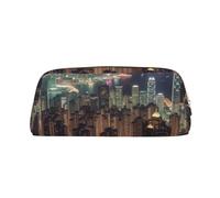 LHBWCVN Trousse à crayons Hong Kong de grande capacité - Esthétique - Trousse de maquillage en cuir pour homme et femme - Trousse de toilette de voyage avec fermeture éclair - Grande ouverture, doré