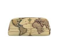 LHBWCVN Trousse à crayons rétro avec motif carte du monde - Grande capacité - Esthétique - Trousse de maquillage en cuir pour homme et femme - Trousse de toilette de voyage avec fermeture éclair