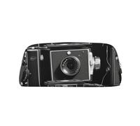 LHBWCVN Trousse à crayons rétro cool de grande capacité en cuir pour homme et femme, trousse de toilette de voyage avec fermeture éclair, grande ouverture, porte-monnaie, Argenté, One Size