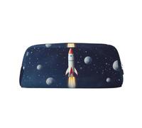 LHBWCVN Trousse à crayons Rocket in Space de grande capacité - Esthétique - Trousse de maquillage en cuir pour homme et femme - Trousse de toilette de voyage avec fermeture éclair - Grande ouverture