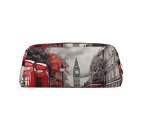 LHBWCVN Trousse à crayons rouge London Street de grande capacité - Esthétique - Trousse de maquillage en cuir pour homme et femme - Trousse de toilette de voyage avec fermeture éclair - Grande