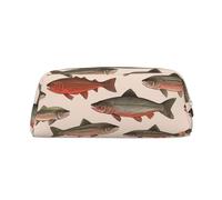 LHBWCVN Trousse à crayons saumon de grande capacité, trousse à crayons esthétique, trousse de maquillage en cuir pour homme et femme, trousse de toilette de voyage avec fermeture éclair, grande