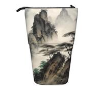 LHBWCVN Trousse à crayons télescopique à poser sur pied, motif paysage chinois, trousse à crayons portable, jolie trousse à crayons pour homme et femme, pochette de voyage pour pièces de monnaie