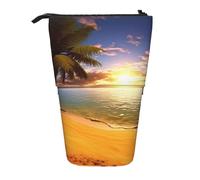 LHBWCVN Trousse à crayons télescopique avec motif palmier coucher de soleil - Trousse à crayons portable - Jolie trousse à crayons pour homme et femme - Pochette de voyage pour pièces de monnaie
