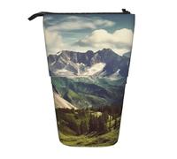 LHBWCVN Trousse à crayons télescopique avec motif paysage de montagne, trousse à crayons portable, jolie trousse à crayons pour homme et femme, pochette de voyage pour pièces de monnaie