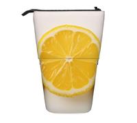 LHBWCVN Trousse à crayons télescopique d'été motif citron sur pied, trousse à crayons portable, jolie trousse à crayons debout pour femmes et hommes, pochette de voyage pour pièces de monnaie