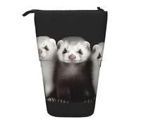 LHBWCVN Trousse à crayons télescopique sur pied, motif furets, trousse à crayons portable, jolie trousse à crayons pour homme et femme, pochette de voyage pour pièces de monnaie