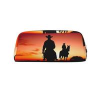 LHBWCVN Trousse à crayons Texas Cowboy de grande capacité - Esthétique - Trousse de maquillage en cuir pour homme et femme - Trousse de toilette de voyage avec fermeture éclair - Grande ouverture