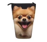 LHBWCVN Trousse de maquillage à poils courts de Poméranie sur pied, trousse à crayons télescopique, trousse à crayons portable, jolie trousse à crayons pour homme et femme, pochette de voyage pour