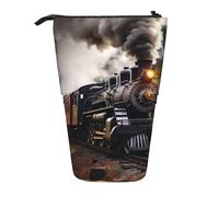 LHBWCVN Trousse de maquillage télescopique à poser sur pied, motif train à vapeur, trousse à crayons portable, jolie trousse à crayons pour homme et femme, pochette de voyage pour pièces de monnaie