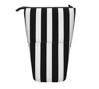 LHBWCVN Trousse de maquillage télescopique à rayures noires et blanches - Trousse à crayons portable - Jolie trousse à crayons pour homme et femme - Pochette de voyage pour pièces de monnaie