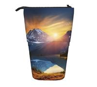 LHBWCVN Trousse de maquillage télescopique sur pied motif lever de soleil - Trousse à crayons portable - Jolie trousse à crayons pour homme et femme - Pochette de voyage pour pièces de monnaie