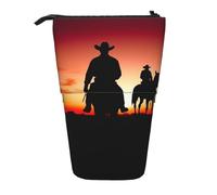 LHBWCVN Trousse de maquillage Texas Cowboy sur pied, télescopique, portable, jolie trousse à crayons pour homme et femme, pochette de voyage pour pièces de monnaie
