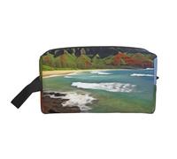 LHBWCVN Trousse de toilette de voyage en cuir pour homme et femme - Grande trousse de maquillage portable Kauai Hawaï avec crochet de suspension - Sac de salle de bain de voyage avec fermeture éclair