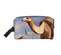 LHBWCVN Trousse de toilette de voyage pour homme et femme - Grande trousse de maquillage portable en cuir camel avec crochet de suspension - Sac de salle de bain de voyage avec fermeture éclair -