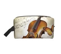 LHBWCVN Trousse de toilette de voyage pour homme et femme - Grande trousse de maquillage portable en cuir avec motif papillon et violoncelle avec crochet de suspension - Sac de salle de bain de voyage