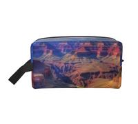 LHBWCVN Trousse de toilette de voyage pour homme et femme - Grande trousse de maquillage portable en cuir - Grand Canyon - Avec crochet de suspension - Sac de salle de bain de voyage avec fermeture