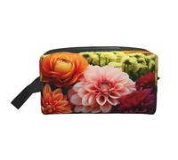 LHBWCVN Trousse de toilette de voyage pour homme et femme - Grande trousse de maquillage portable en cuir - Belle trousse de maquillage à fleurs colorées avec crochet de suspension - Sac de salle de