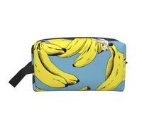 LHBWCVN Trousse de toilette de voyage pour homme et femme - Grande trousse de maquillage portable en cuir - Imprimé banane - Avec crochet de suspension - Sac de salle de bain de voyage avec fermeture