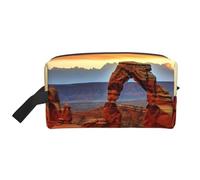LHBWCVN Trousse de toilette de voyage pour homme et femme - Grande trousse de maquillage portable en cuir - Organiseur de voyage - Arches du parc national - Avec crochet de suspension - Sac de salle