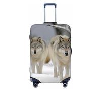 LHBWCVN Two Wolves Walking in the Snow Housse de bagage pour valise approuvée TSA, lavable pour valise de 45,7 à 81,3 cm anti-rayures, Noir , M